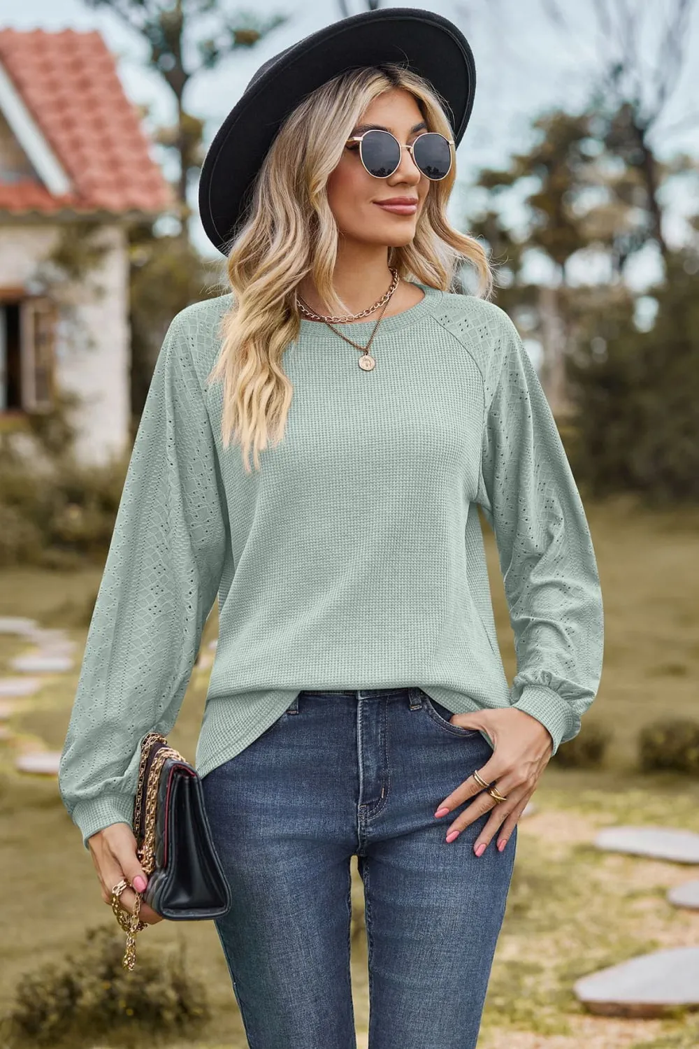 Round Neck Raglan Sleeve Sweatshirt, image 2