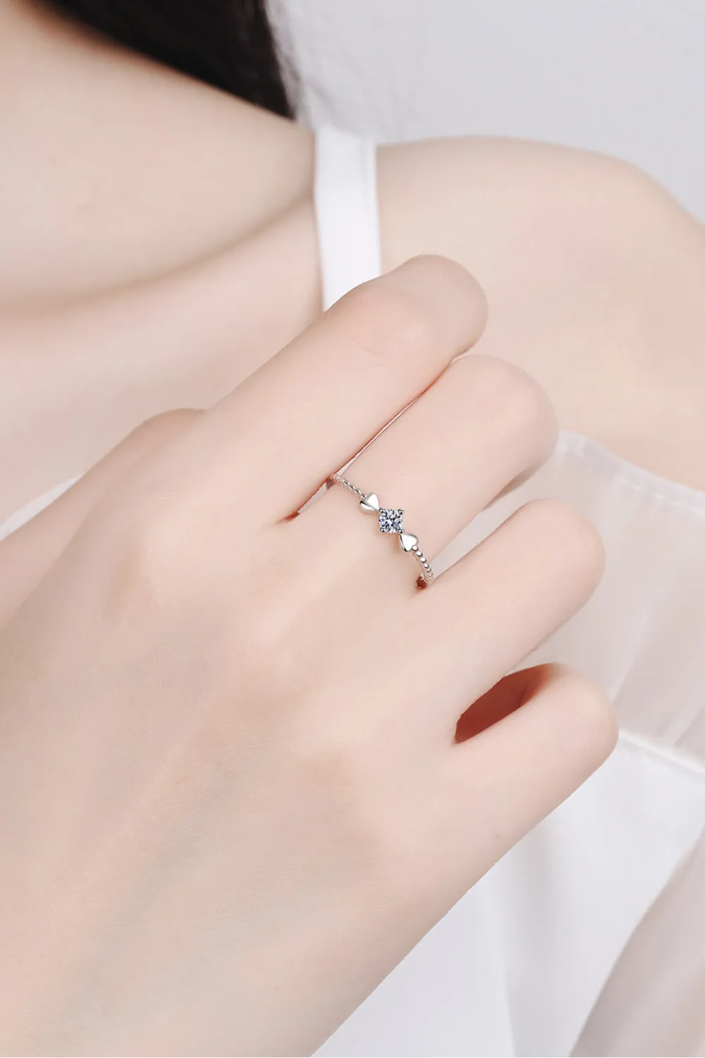 Moissanite Heart 925 Sterling Silver Ring, image 3