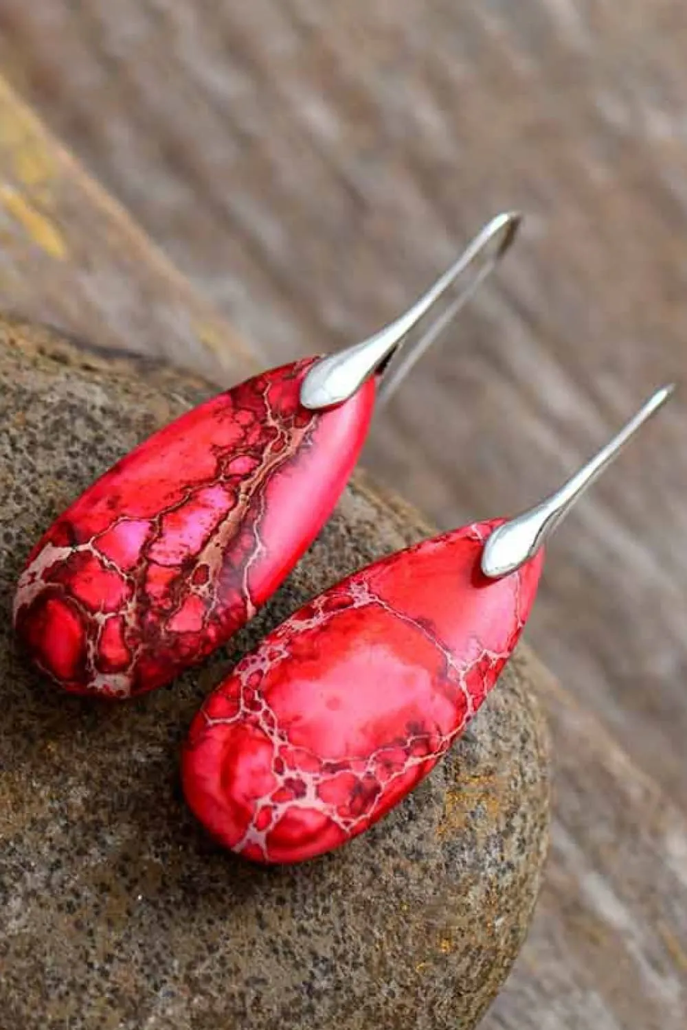 Handmade Teardrop Shape Natural Stone Dangle Earrings, image 4