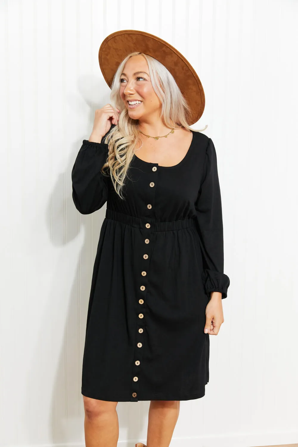 Scoop Neck Empire Waist Long Sleeve Mini Dress, image 5