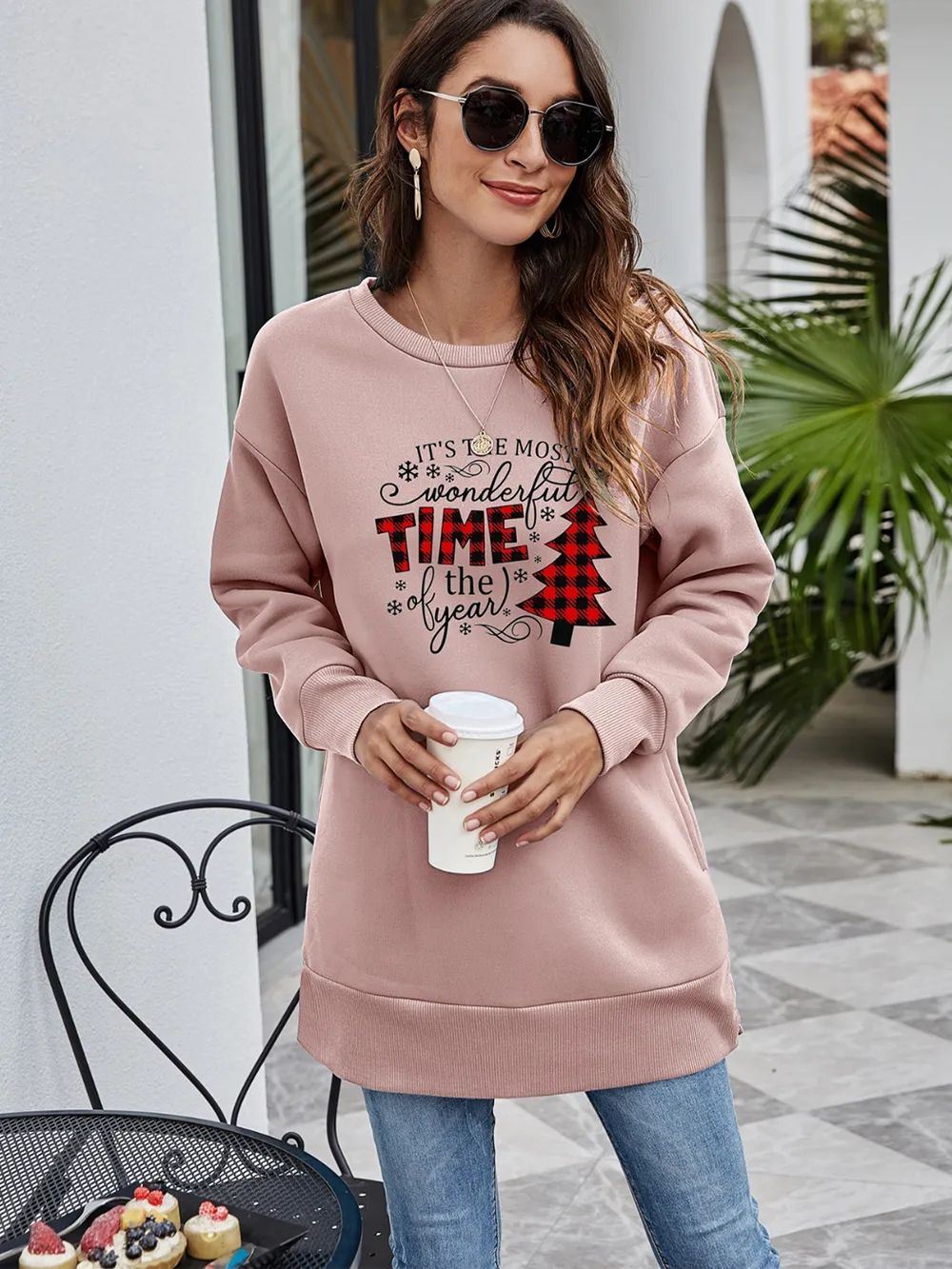 Christmas Tree Graphic Drop Shoulder Sweatshirt, image 5