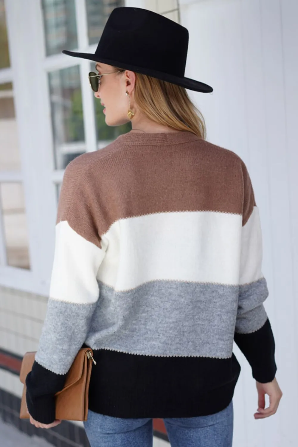 Color Block V-Neck Button Down Cardigan, image 6