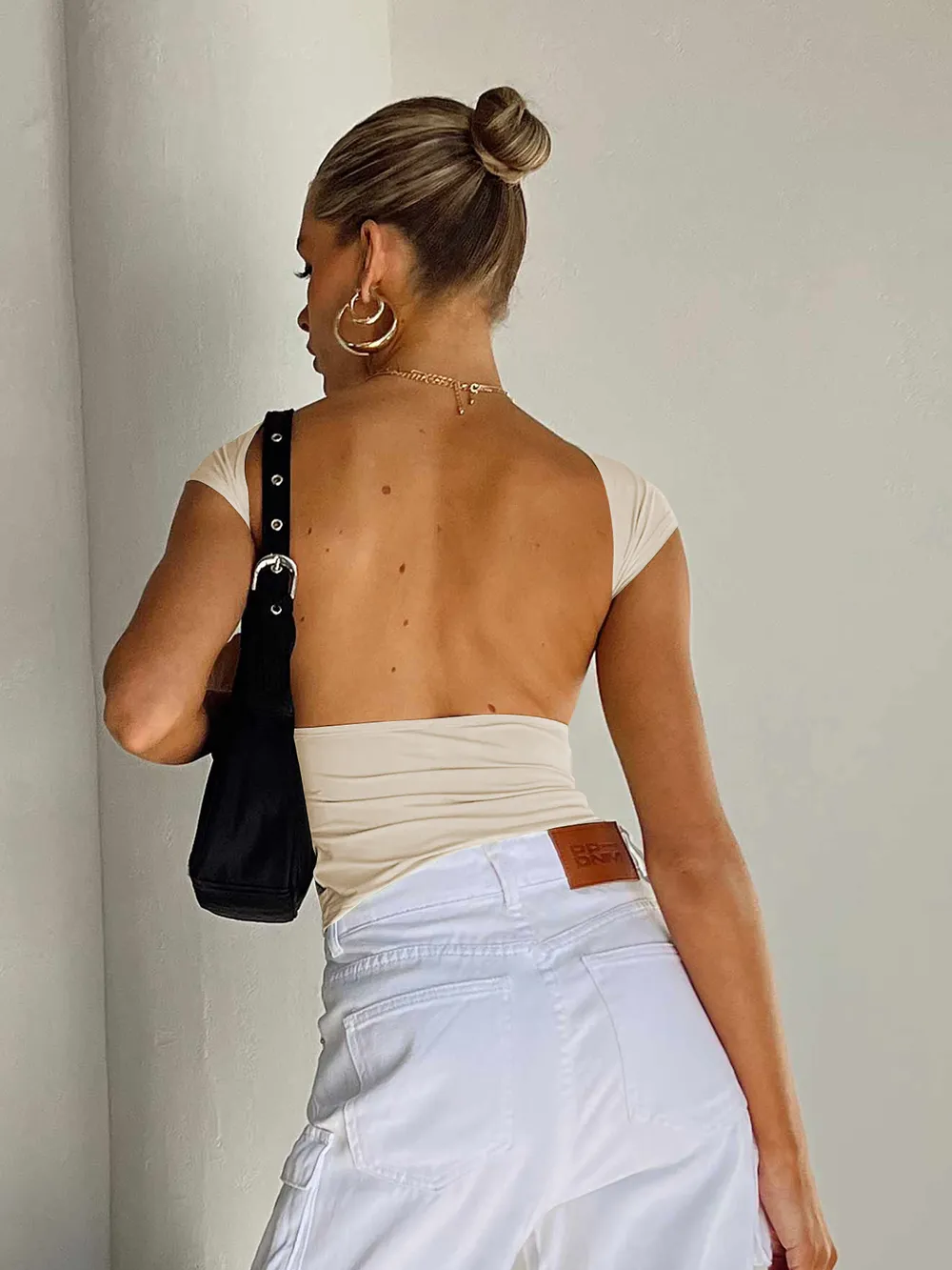 Backless Short Sleeve Cropped Blouse, image 23