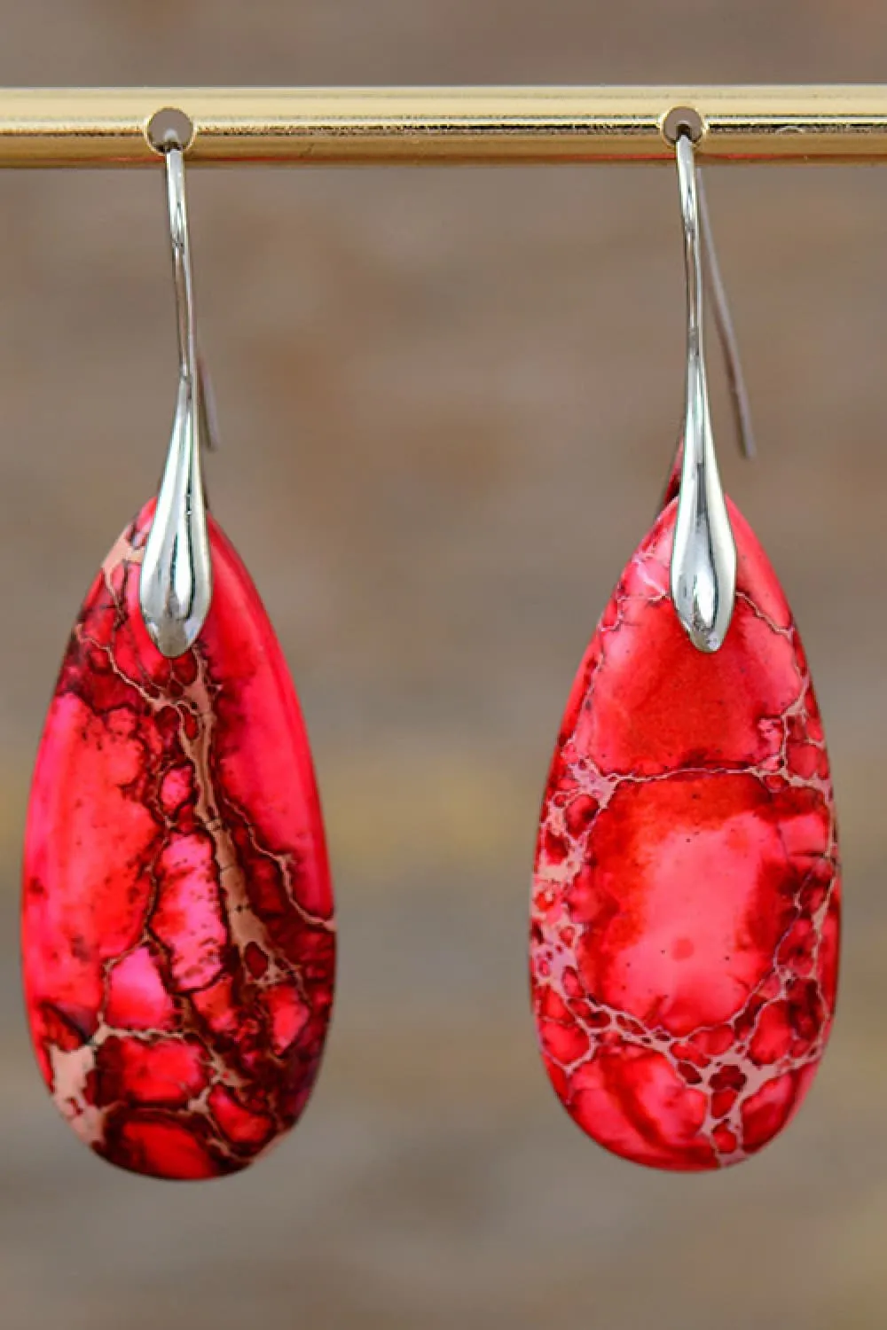 Handmade Teardrop Shape Natural Stone Dangle Earrings, image 5
