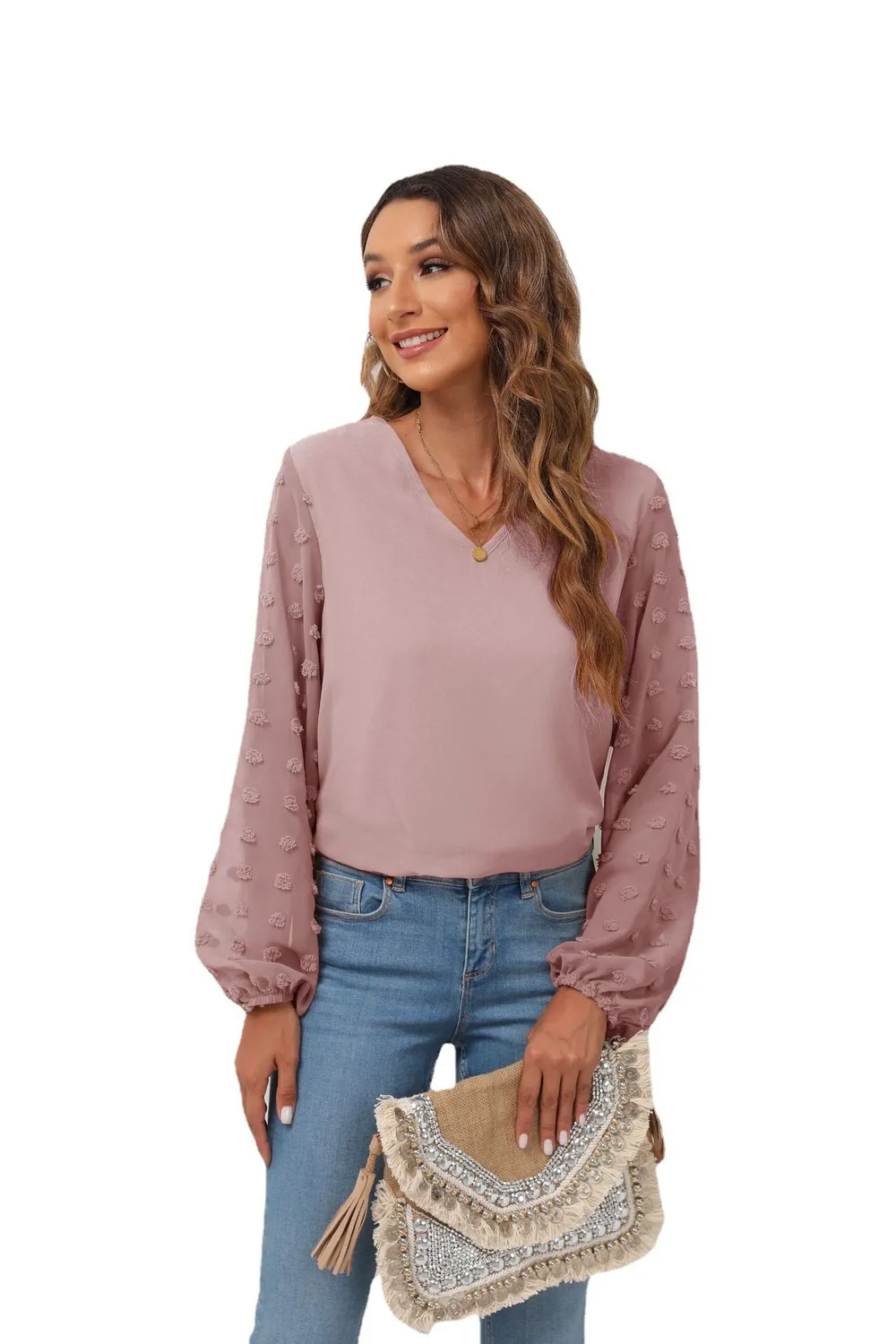 Swiss Dot Balloon Sleeve Blouse, image 4