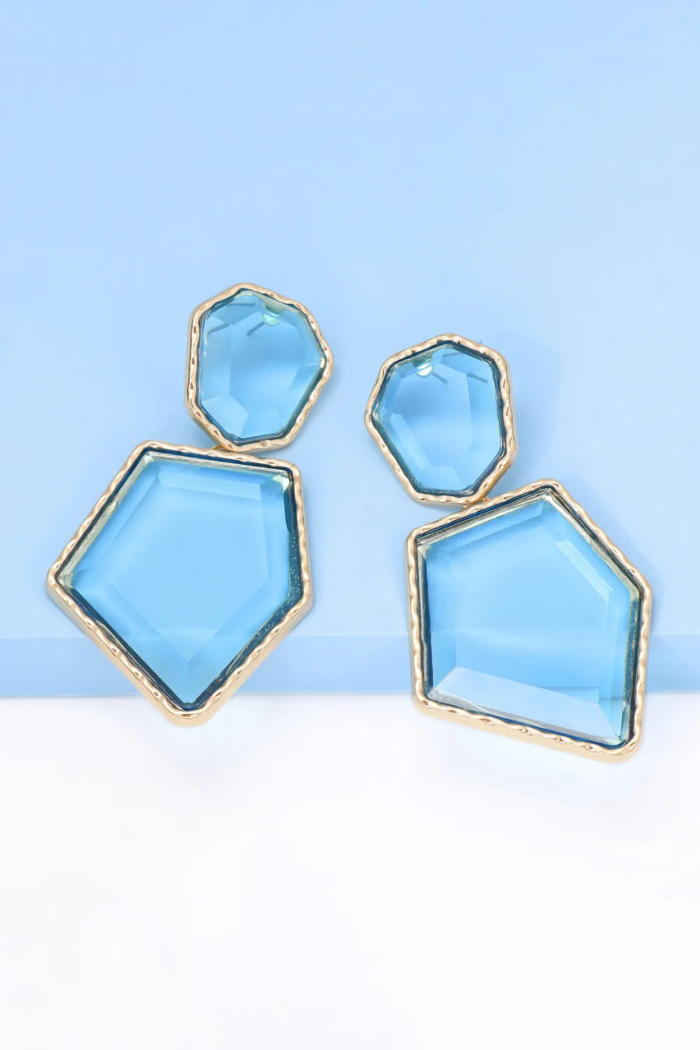 Geometrical Shape Zinc Alloy Frame Resin Dangle Earrings, image 14