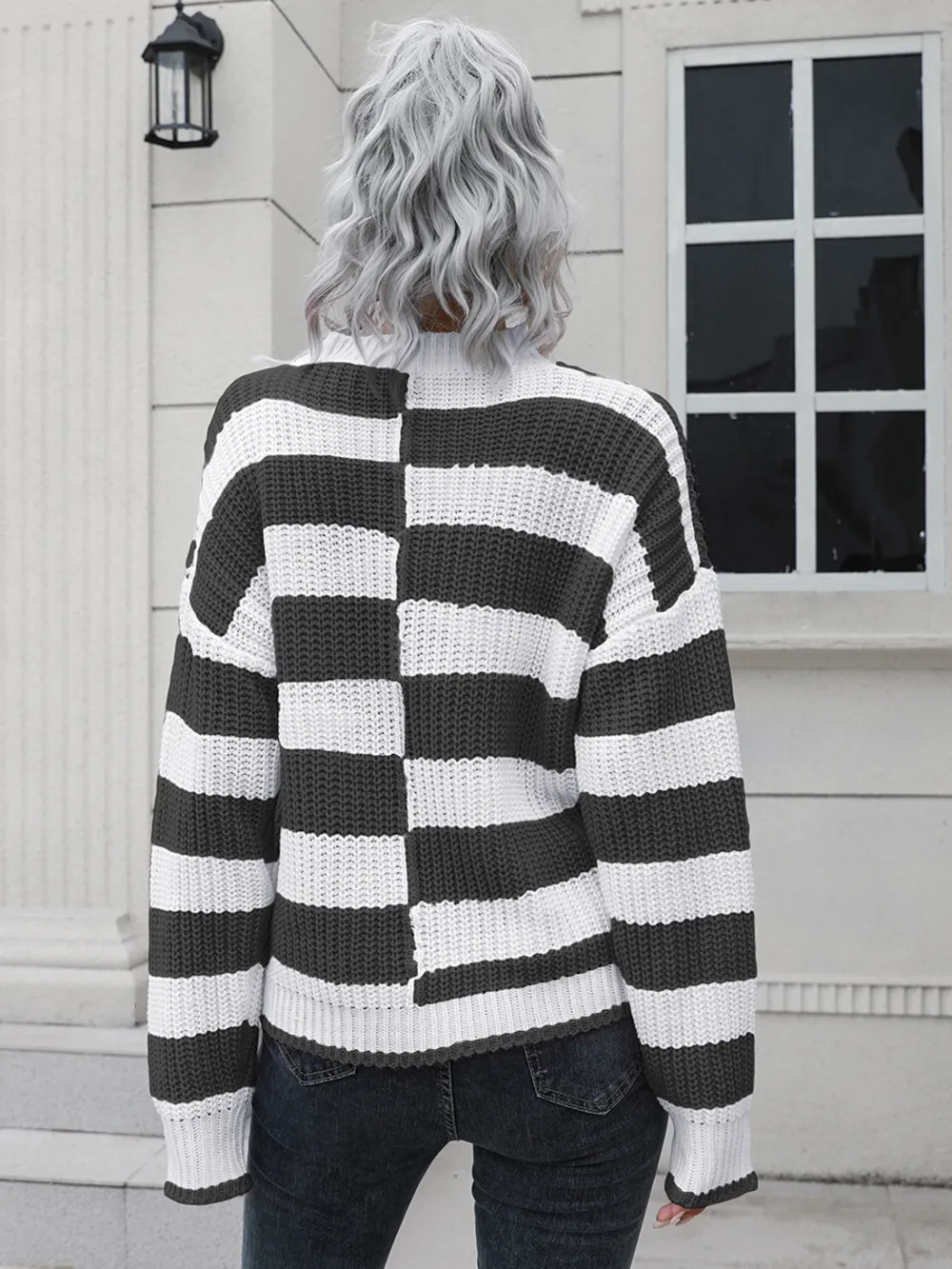 Two-Tone Dropped Shoulder Sweater, image 7