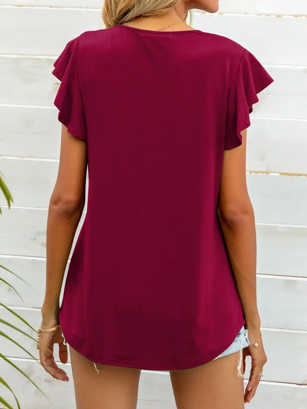 Round Neck Butterfly Sleeve Top, image 8