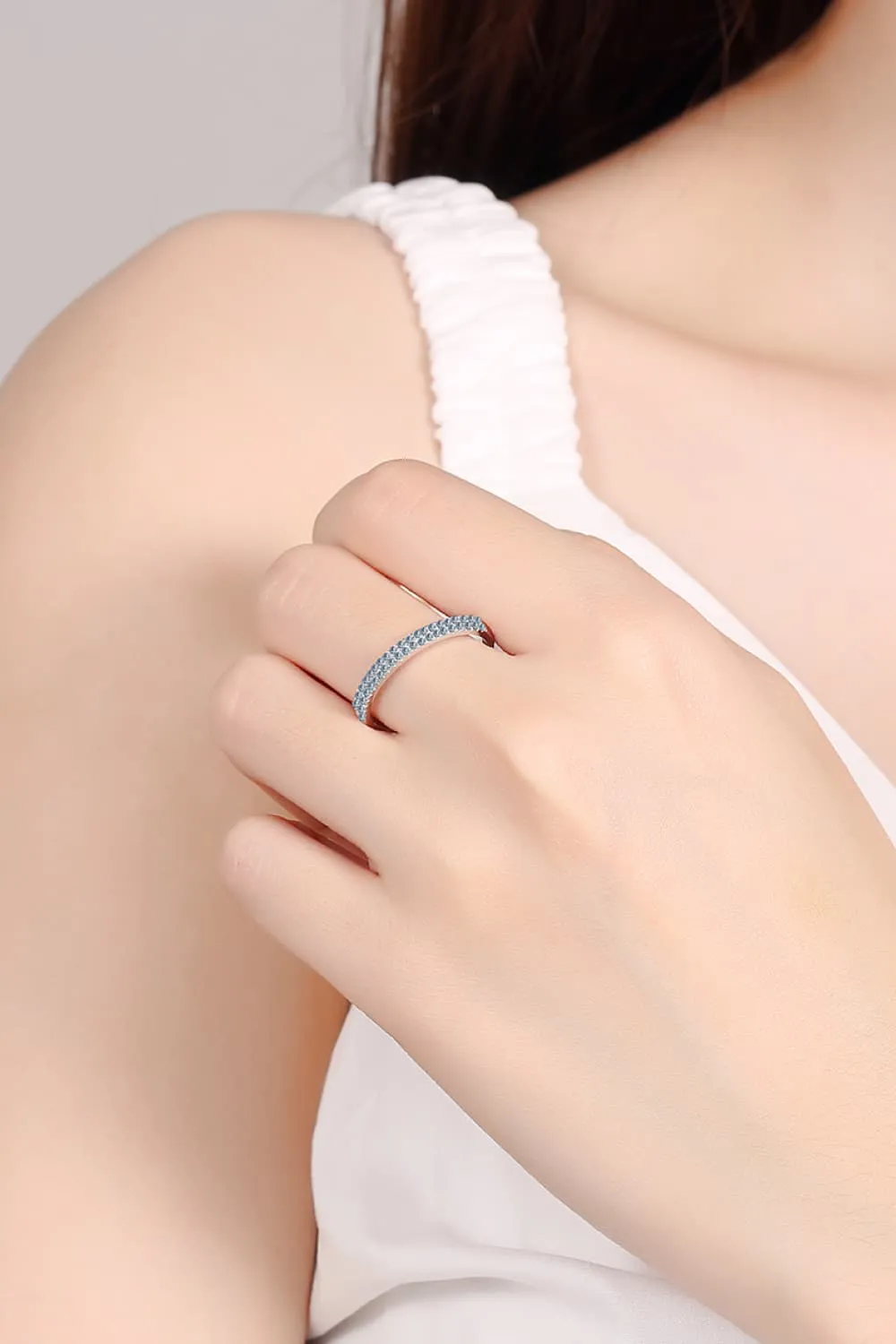 Moissanite 925 Sterling Silver Half-Eternity Ring, image 3