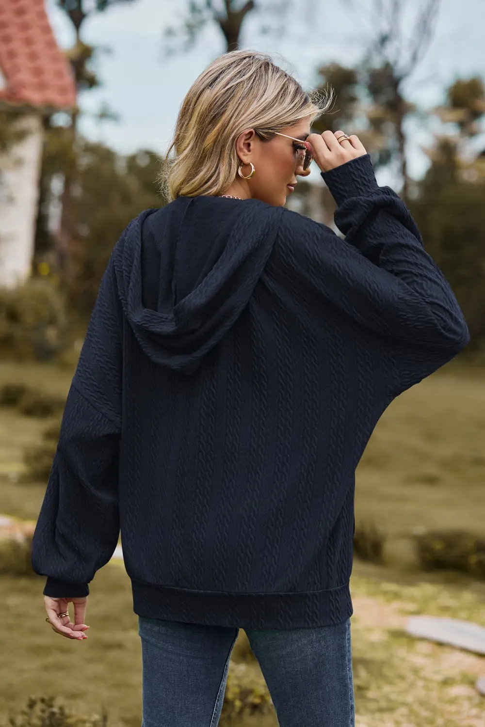 Cable-Knit Long Sleeve Hooded Jacket, image 19