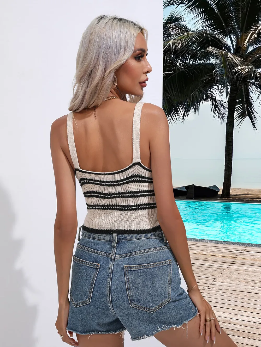 Striped Cropped Knit Tank, image 2