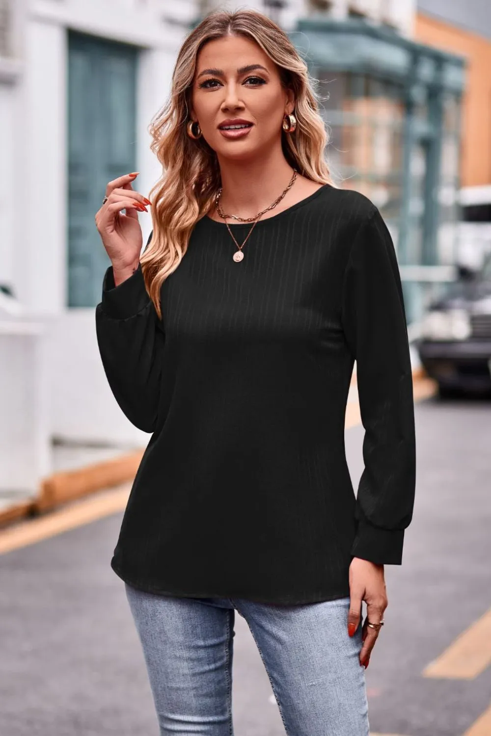 Round Neck Long Sleeve Tee, image 11