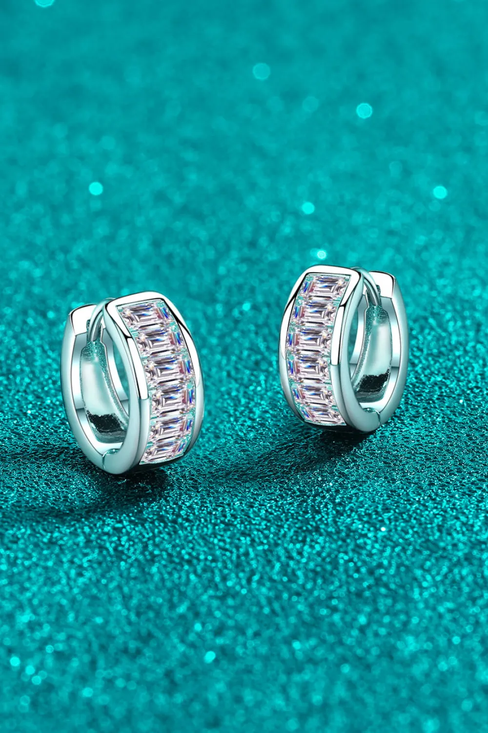 1.8 Carat Moissanite 925 Sterling Silver Huggie Earrings, image 3