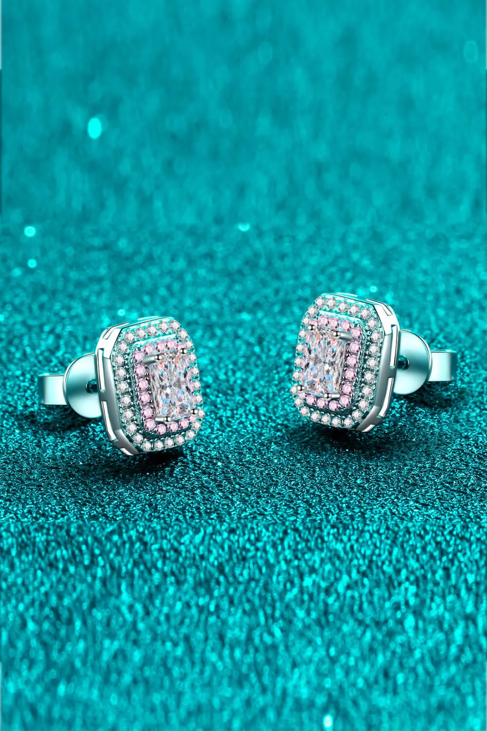 1 Carat Moissanite and Zircon Contrast Geometric Stud Earrings, image 4