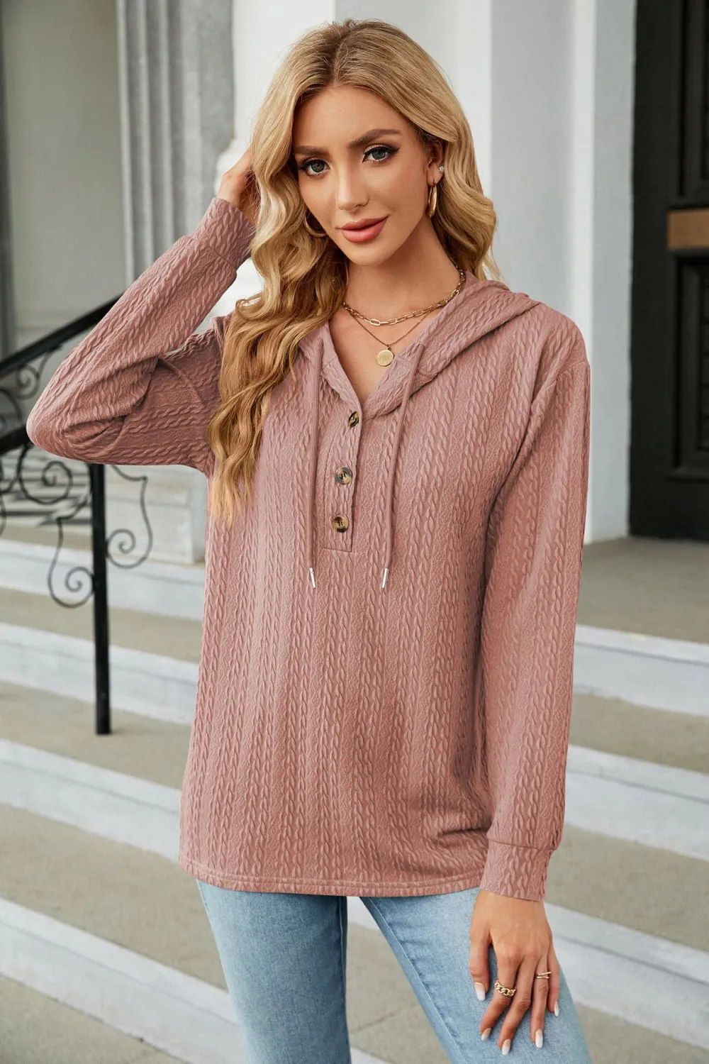 Cable-Knit Long Sleeve Hoodie, image 14
