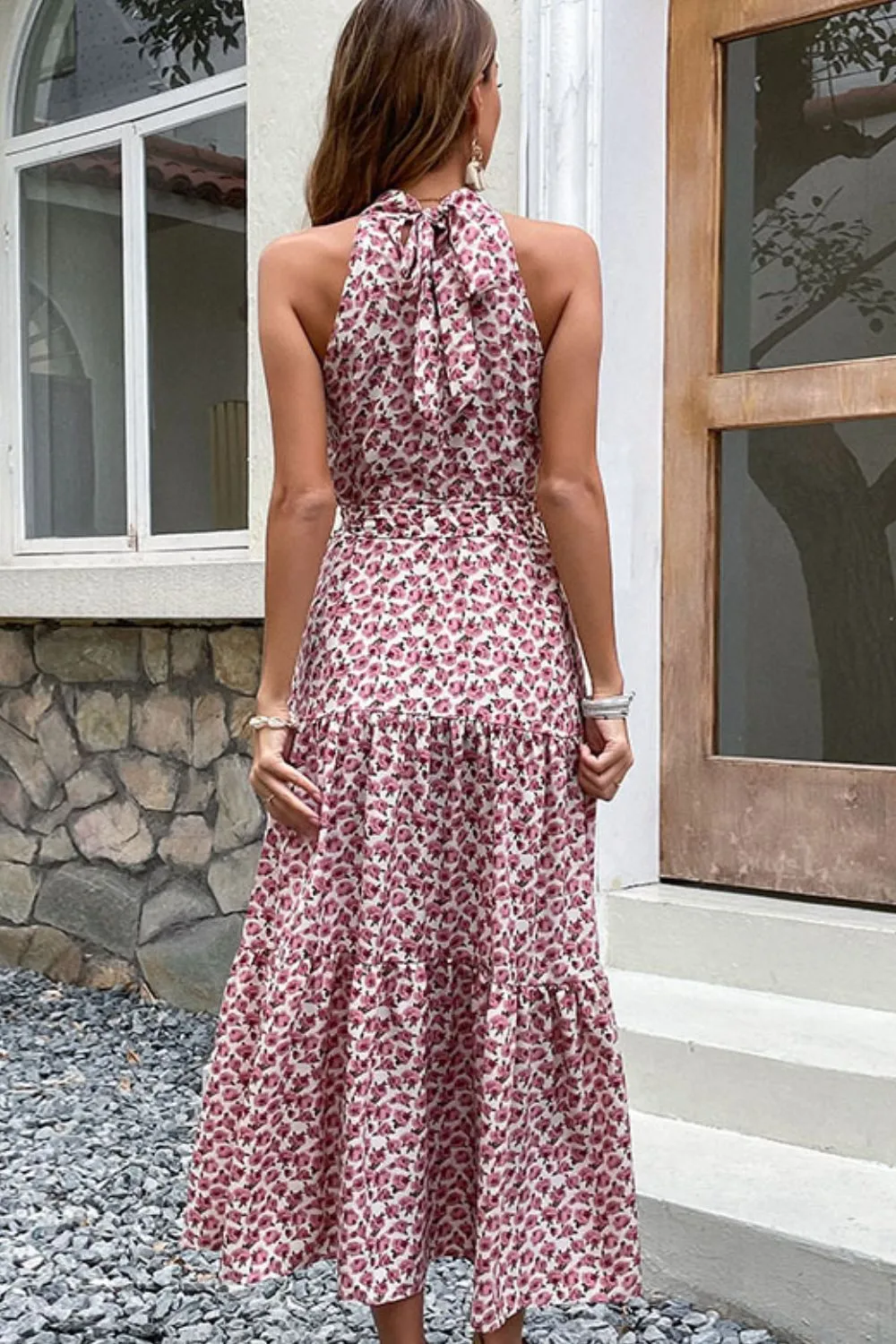 Floral Tie-Waist Tiered Dress, image 3