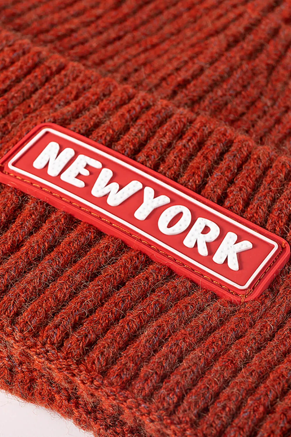NEWYORK Patch Rib-Knit Cuffed Beanie, image 6