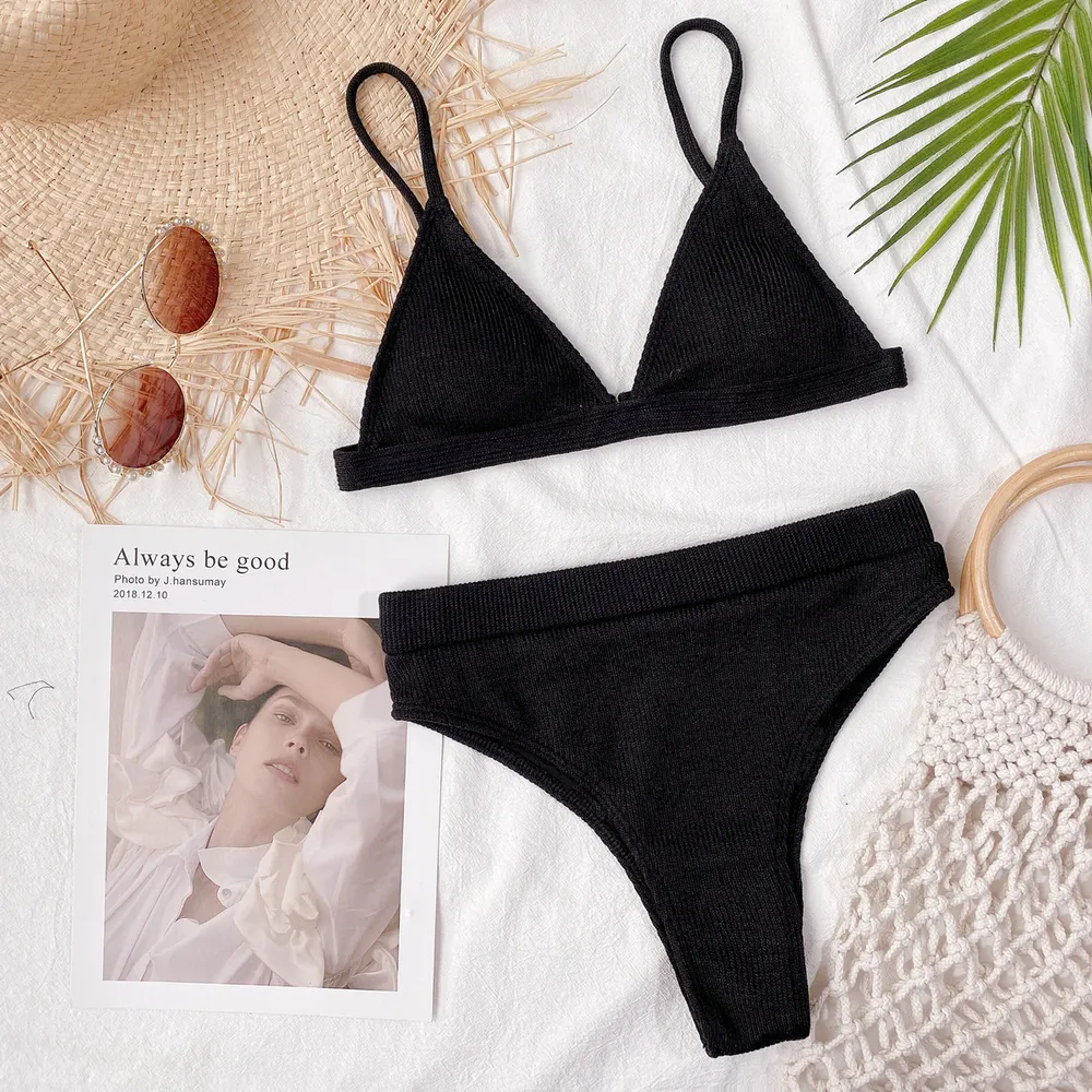 Spaghetti Strap Ribbed Bikini Set, image 7
