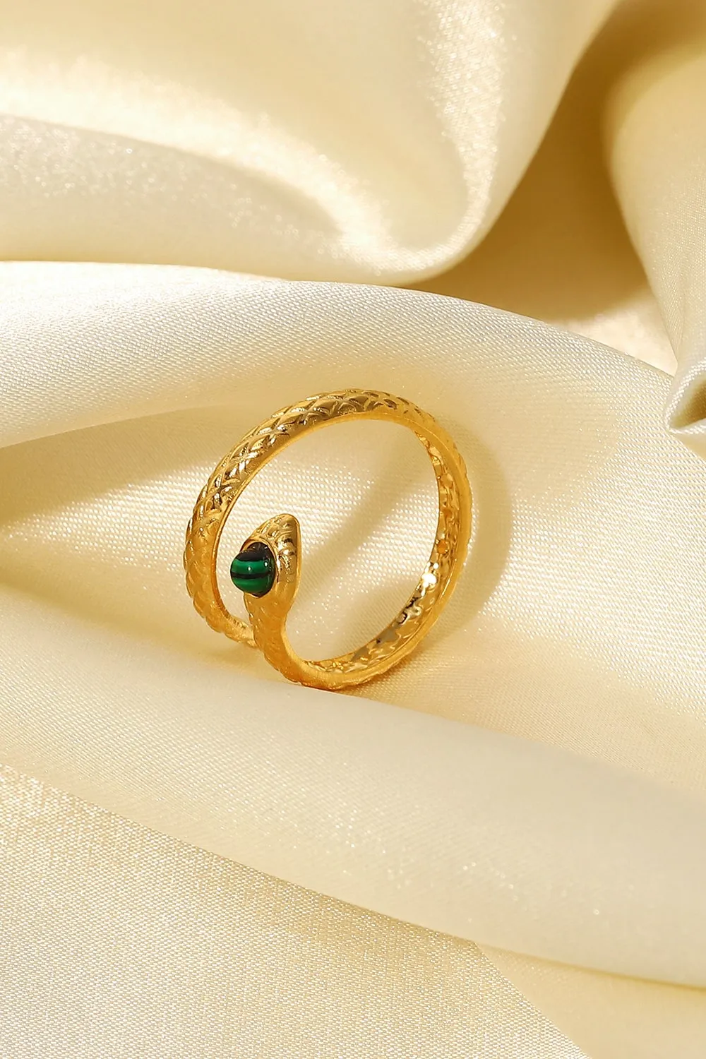 Snake Charmer Malachite Snake-Shaped Bypass Ring, image 2