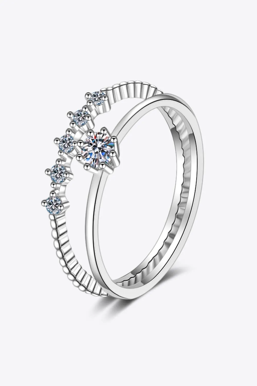 Moissanite 925 Sterling Silver Two-Piece Ring Set, image 3