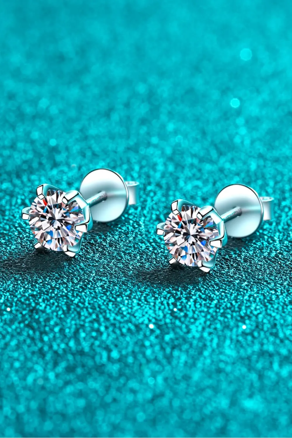 1 Carat Moissanite Rhodium-Plated Stud Earrings, image 5
