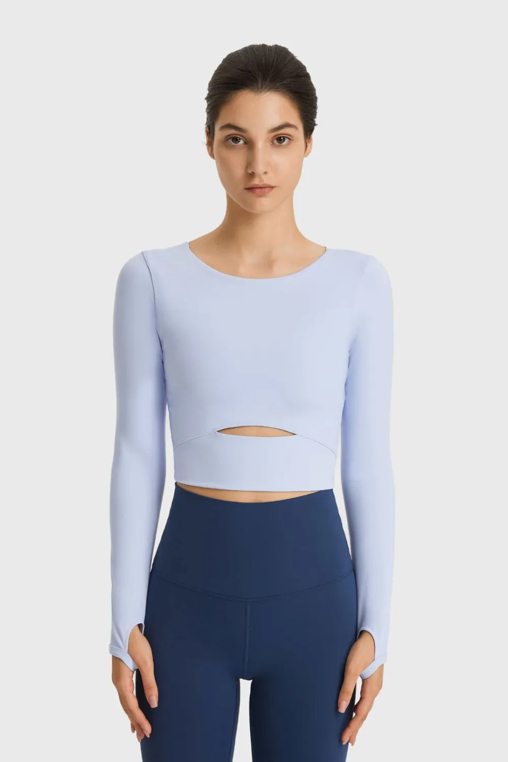 Cutout Long Sleeve Cropped Sports Top, image 6