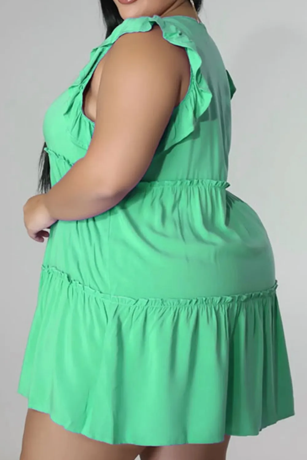 Plus Size V-Neck Frill Trim Mini Dress, image 18