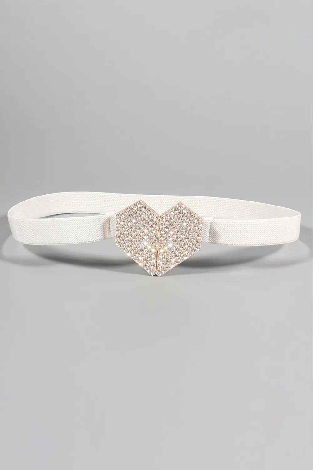 Rhinestone Heart Buckle Elastic Belt, image 5