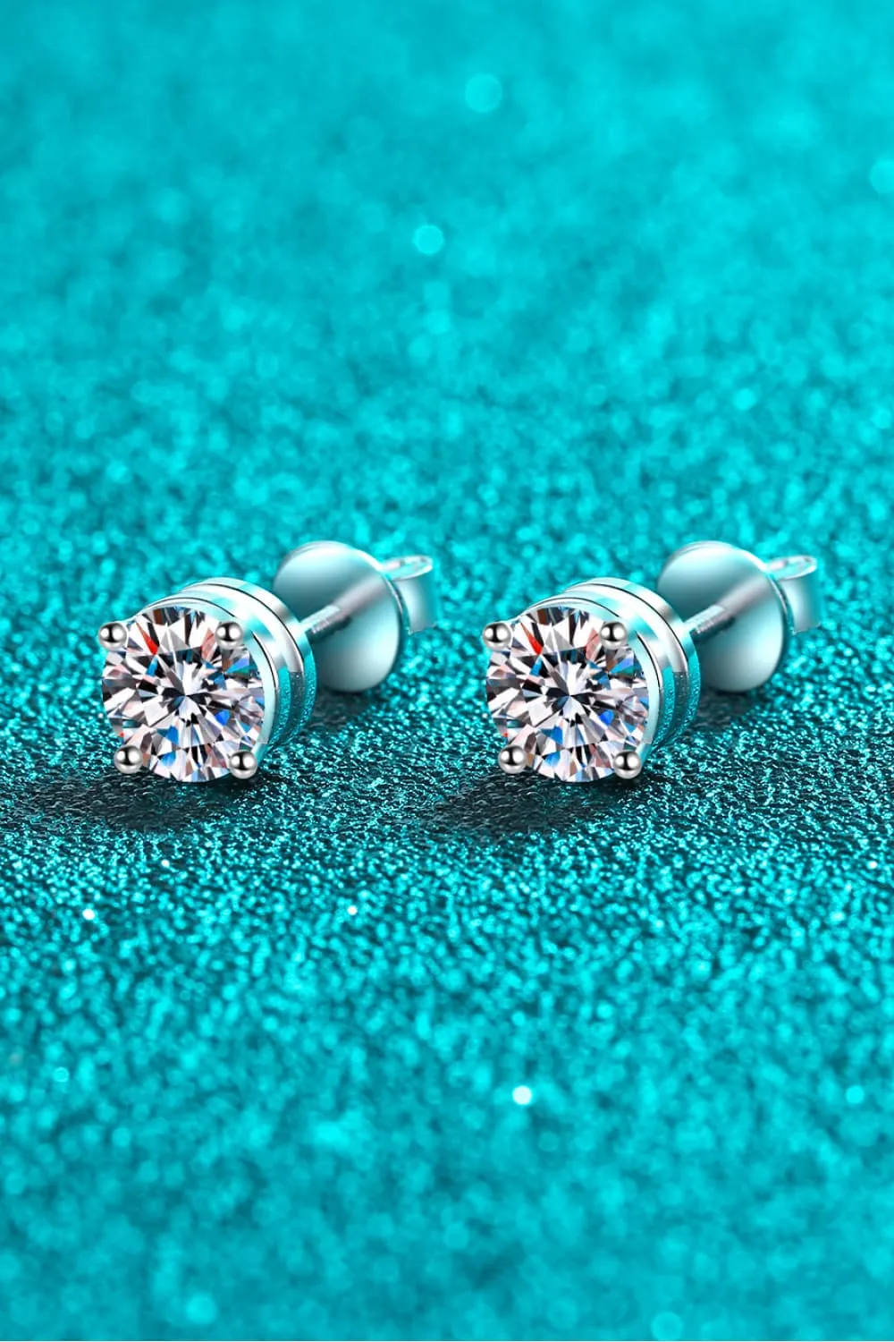 2 Carat Moissanite Rhodium-Plated Stud Earrings, image 3