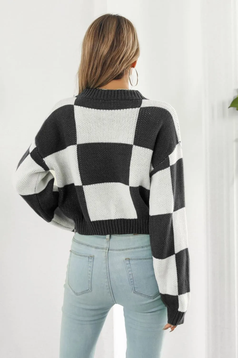 Color Block Round Neck Dropped Shoulder Sweater, image 6