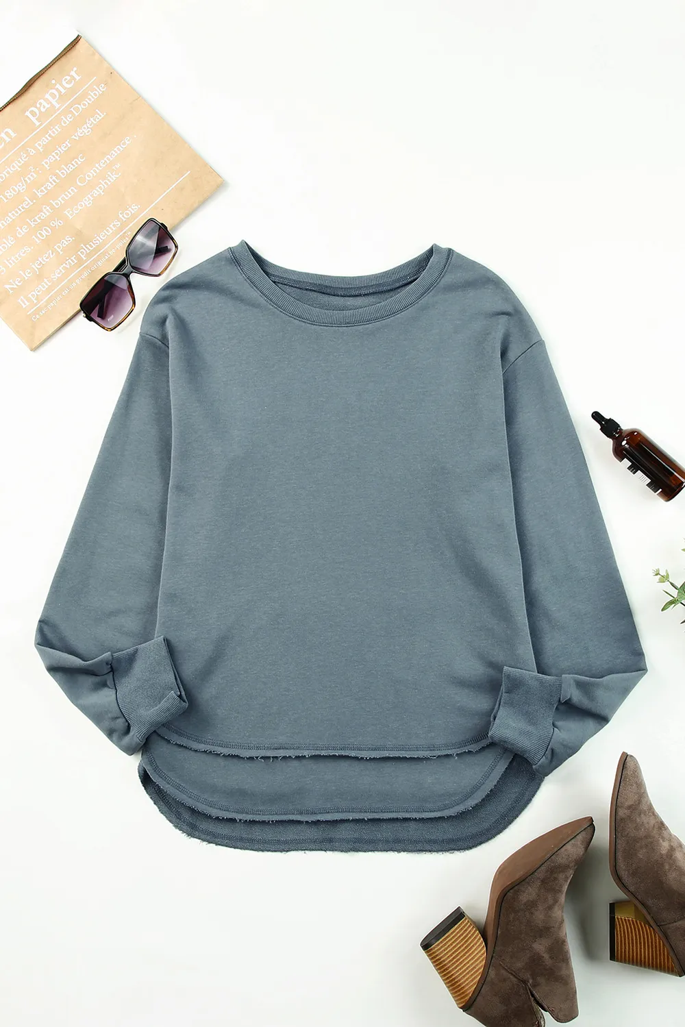 Side Slit Drop Shoulder Sweatshirt, image 9