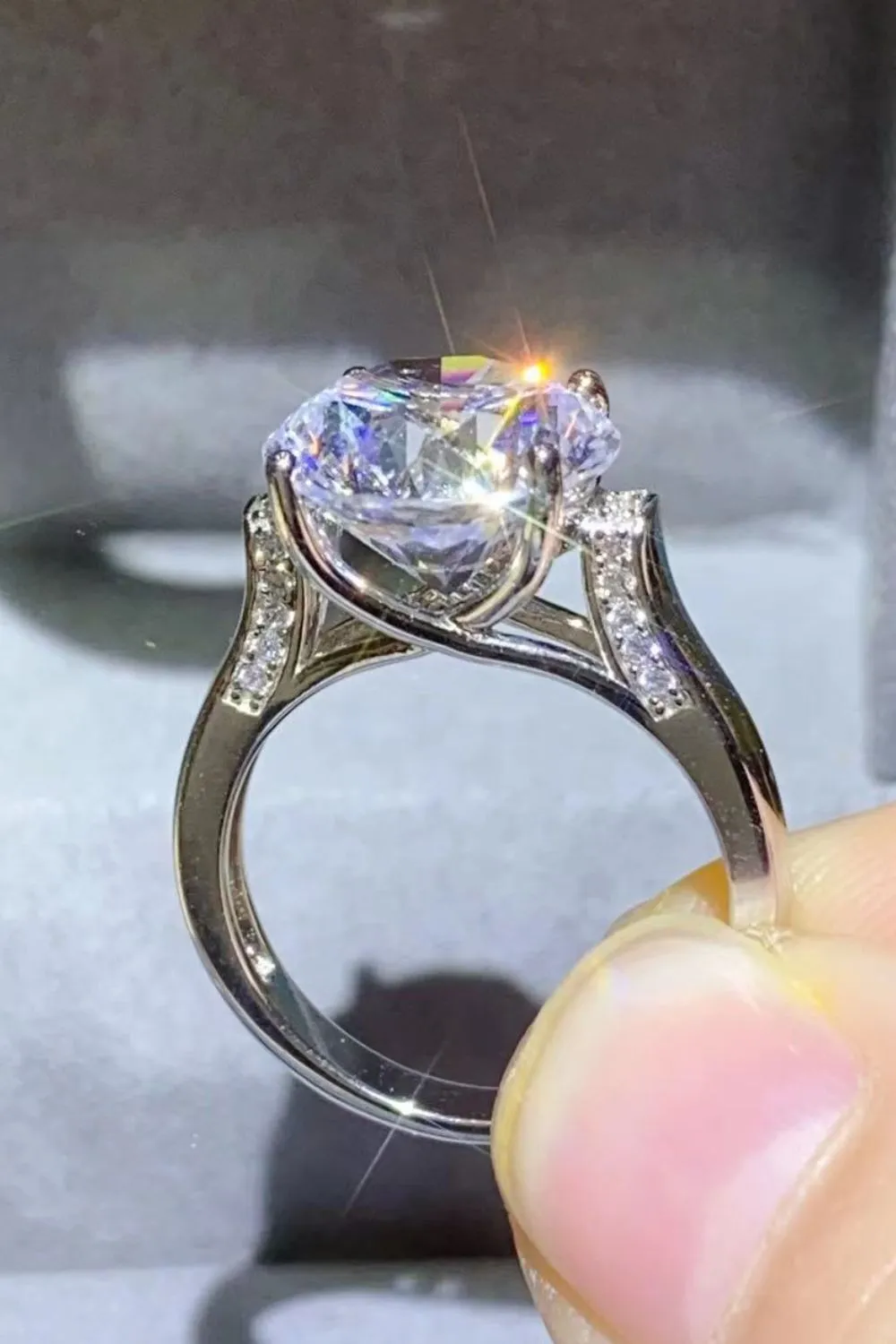 5 Carat Moissanite Platinum-Plated Ring, image 3