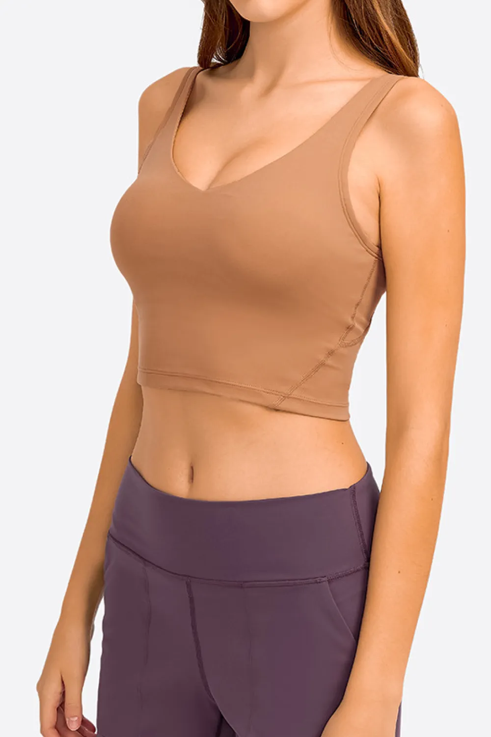 Deep V-Neck Crop Sports Bra, image 12