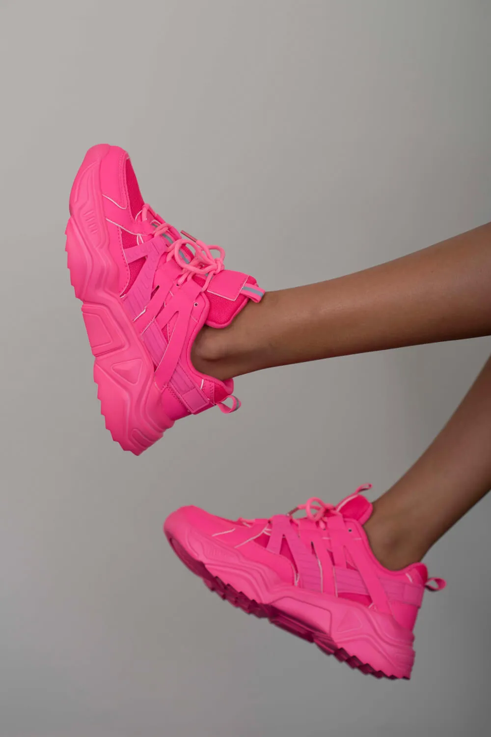 Running Late Chunky Sole Athletic Sneakers in Hot Pink, image 6