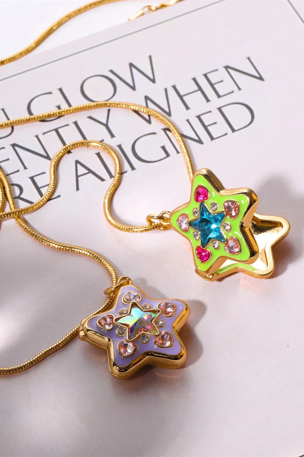 Rhinestone Decor Star Box Pendant Necklace, image 6