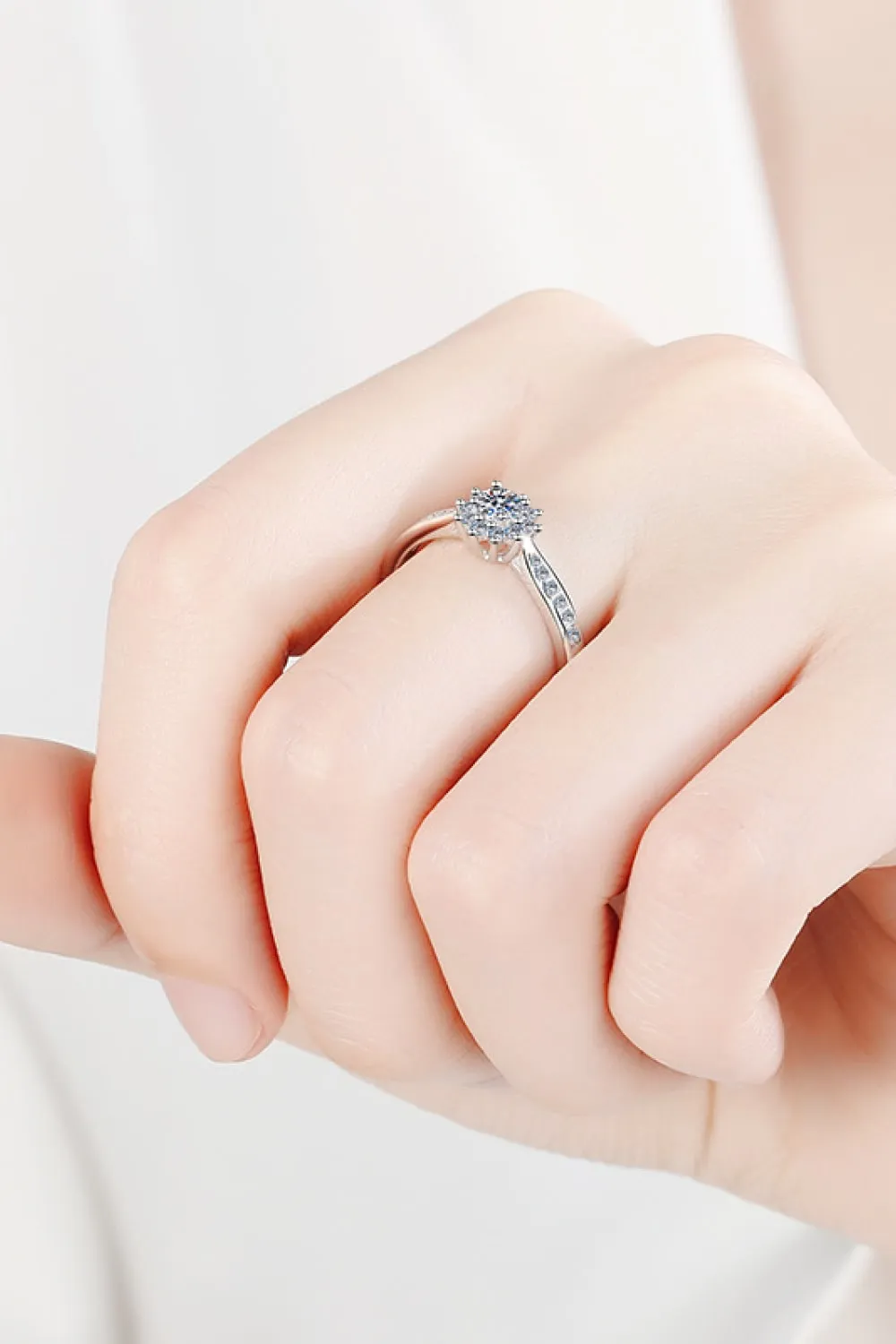 Moissanite Rhodium-Plated Snowflake Ring, image 2