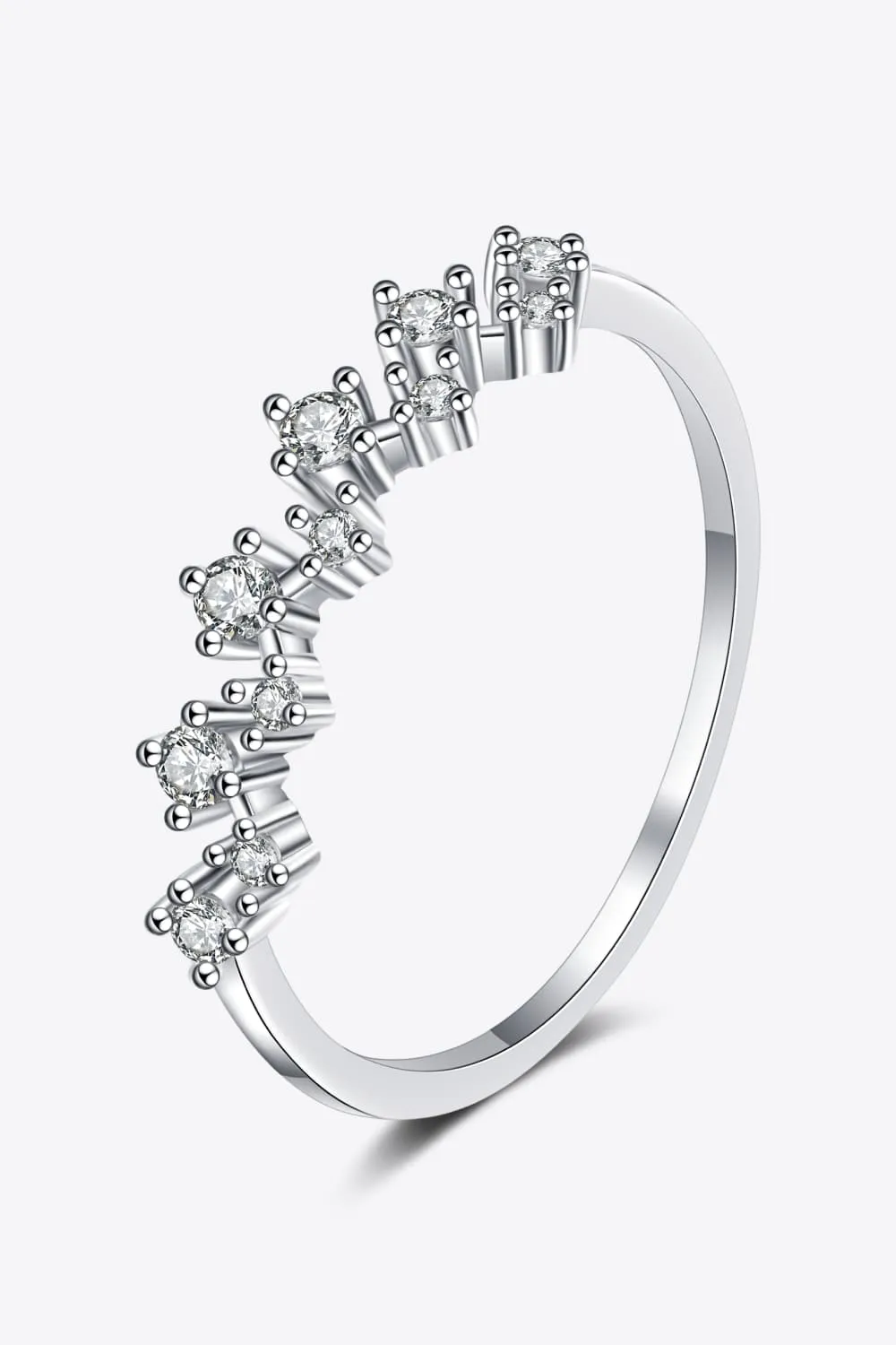 Moissanite Rhodium-Plated Half-Eternity Ring, image 6