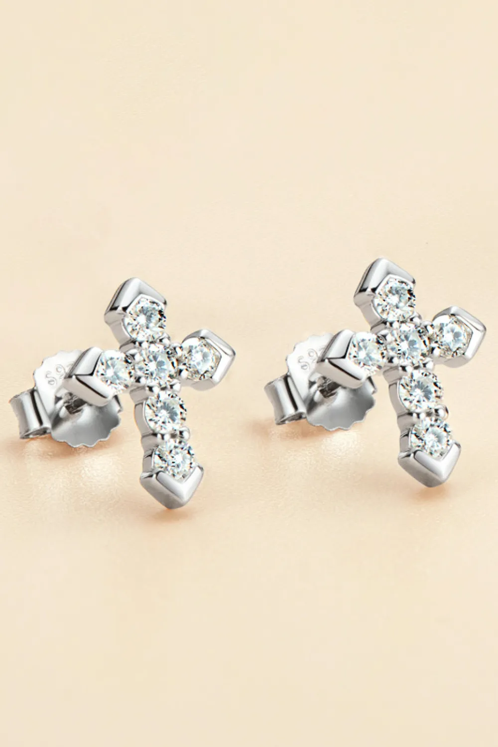 Moissanite Cross Stud Earrings, image 2