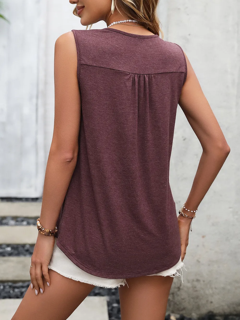 Lace Contrast Scoop Neck Tank, image 10