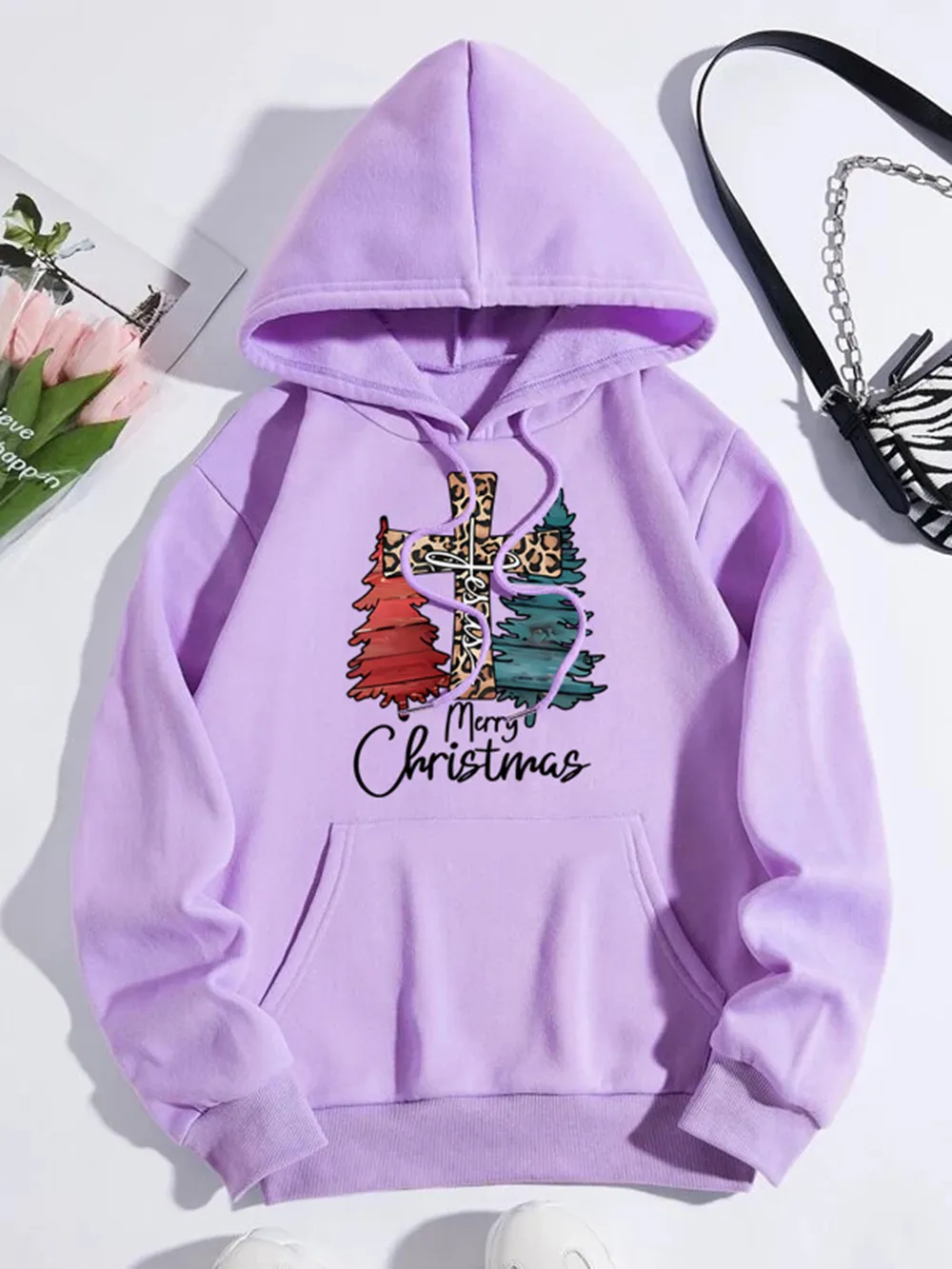 MERRY CHRISTMAS Graphic Drawstring Hoodie, image 13