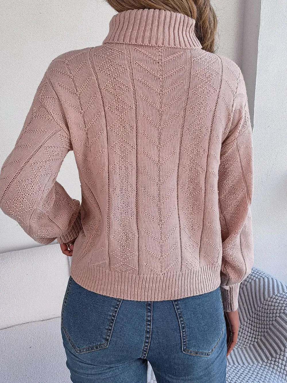 Cable-Knit Turtleneck Sweater, image 3