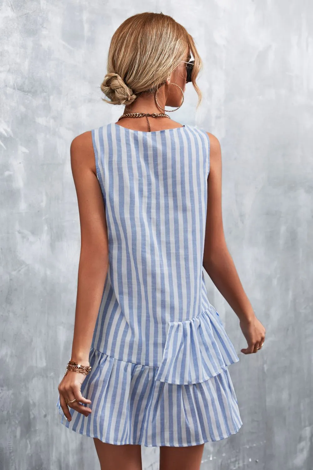 Striped Layered Sleeveless Dress, image 4
