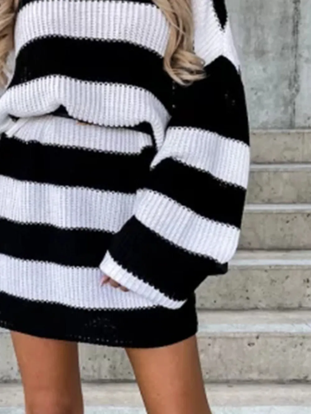 Striped Turtleneck Sweater Dress, image 3