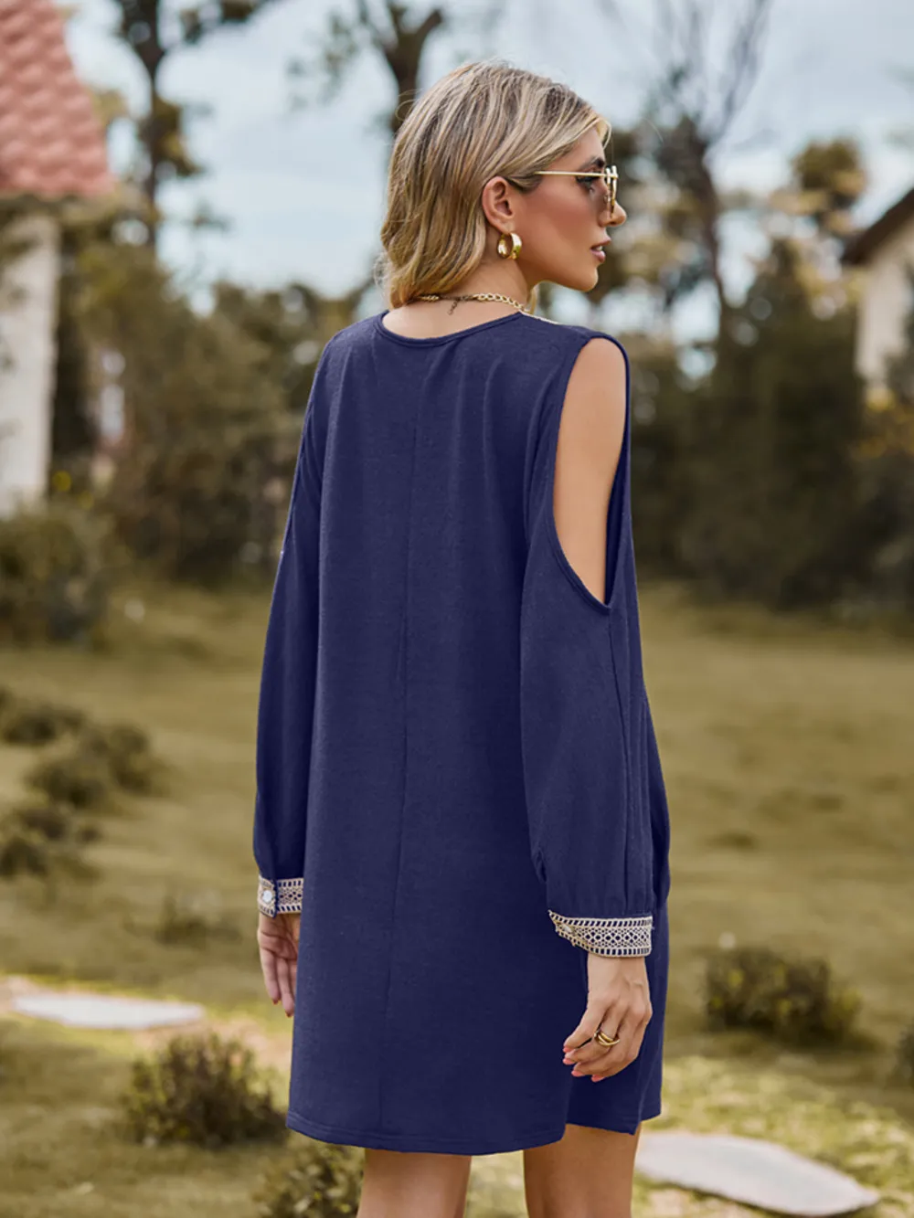 V-Neck Cutout Sleeve Mini Dress, image 8