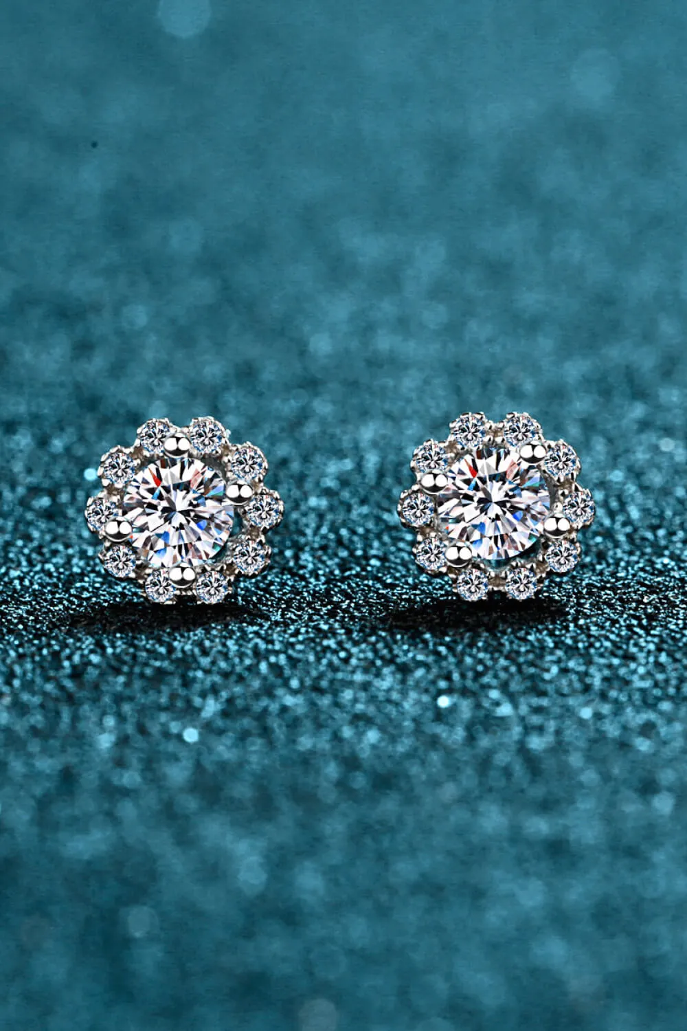 Moissanite Floral-Shaped Stud Earrings, image 4