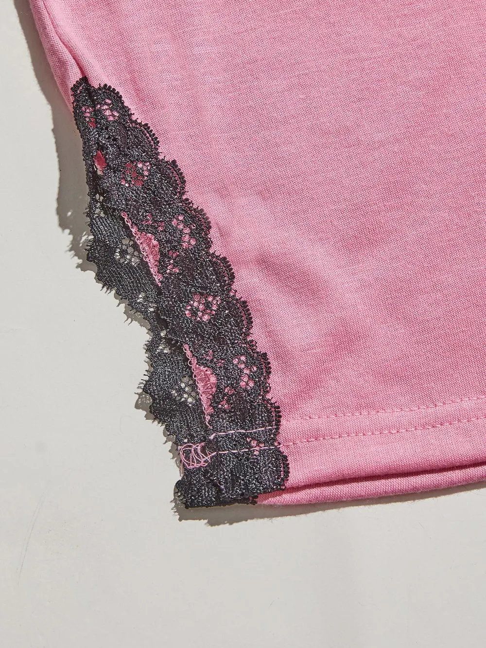V-Neck Lace Trim Slit Cami and Pants Pajama Set, image 16