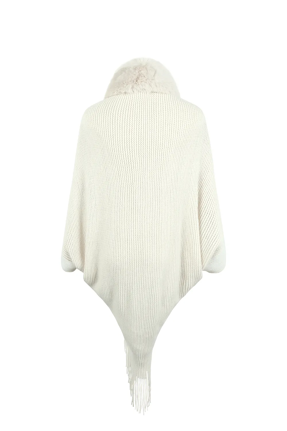 Striped Fringe Detail Long Sleeve Poncho, image 16