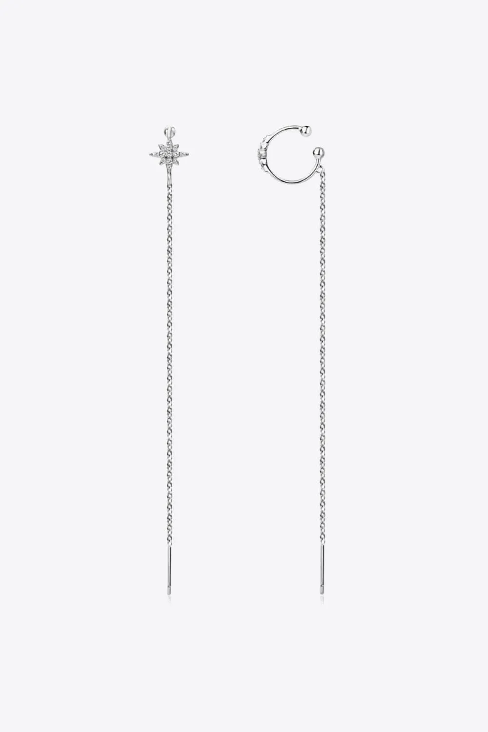 Moissanite 925 Sterling Silver Threader Earrings, image 2
