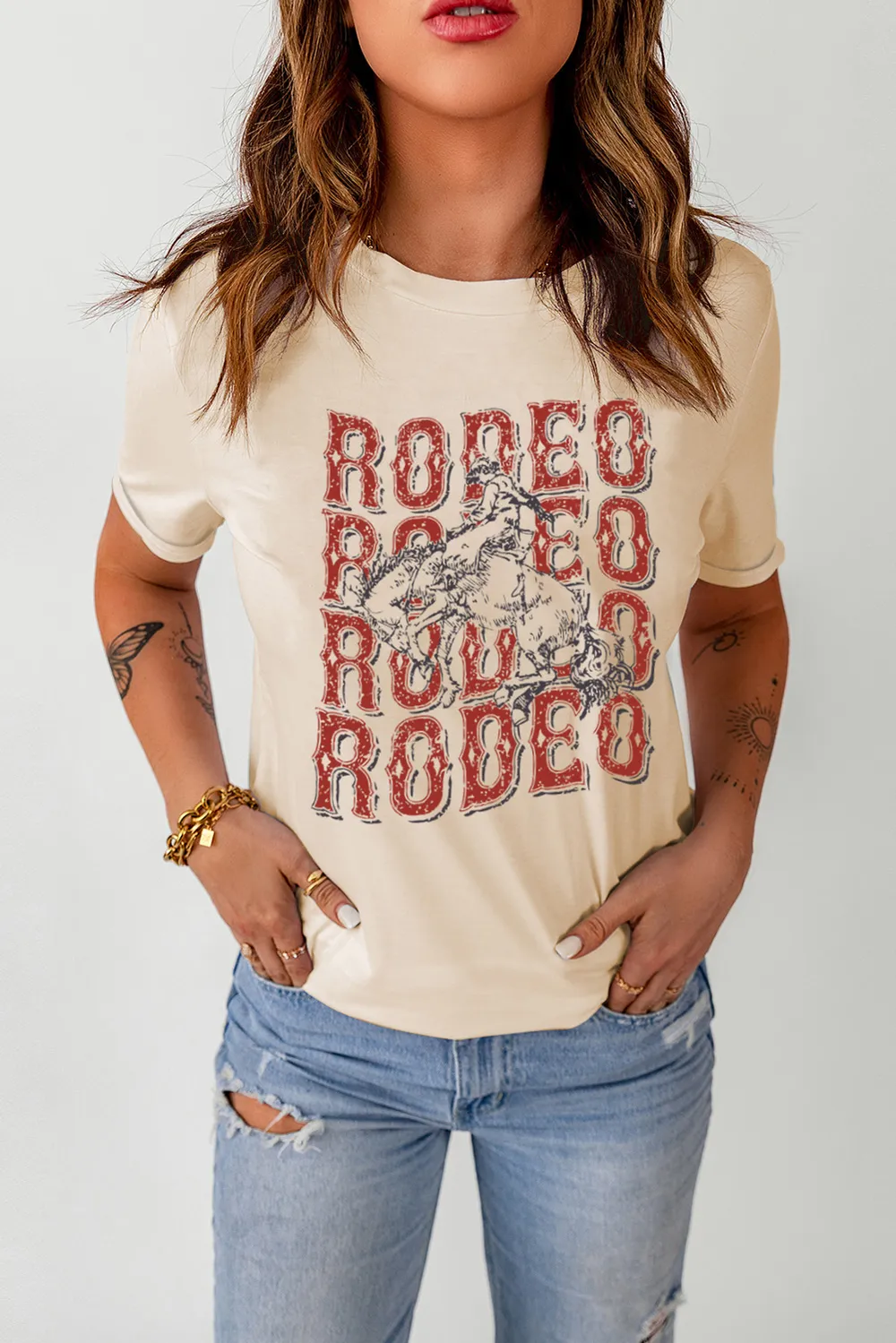 Letter Graphic Cuffed Tee Shirt, image 3