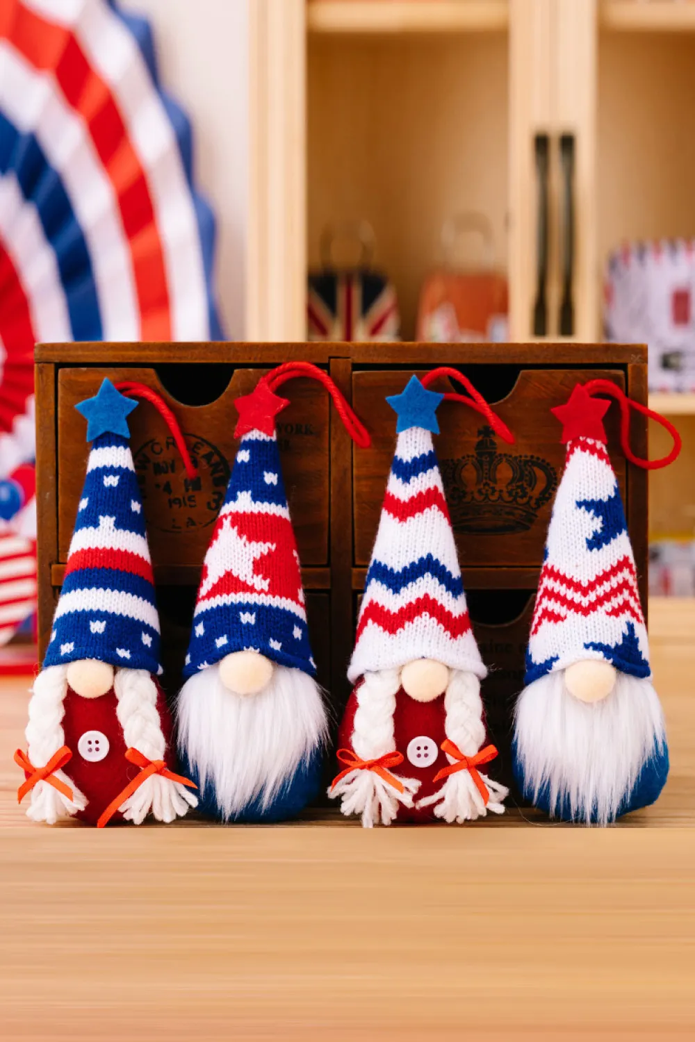 4-Piece Independence Day Knit Hanging Gnomes, image 2